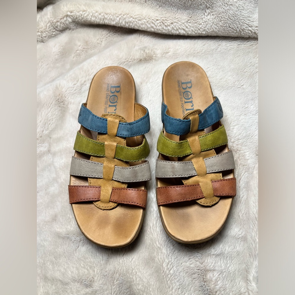 Born Lynae Slide Sandals Womens Size 6 M Sand Multi Color